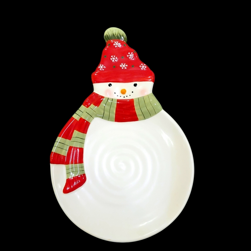 Hallmark Snowman Candle Or Cheeseball Plate